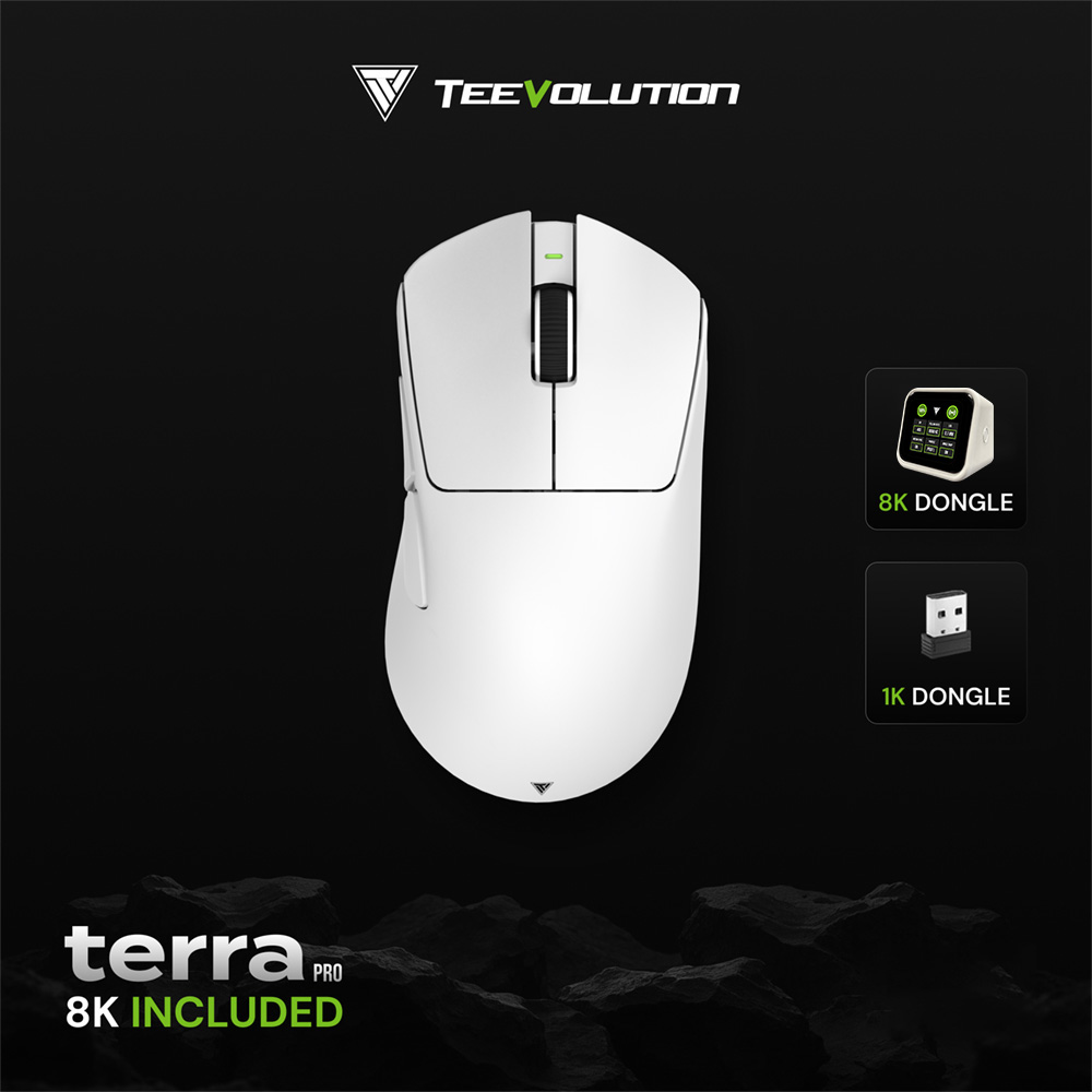 Teevolution Terra Pro White ワイヤレス エルゴ ゲーミングマウス 8k ドングル付き